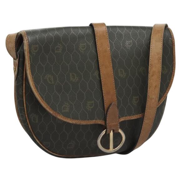 DIOR Honeycomb Canvas Shoulder Bag Pvc Leather Black - Picture 1 of 12